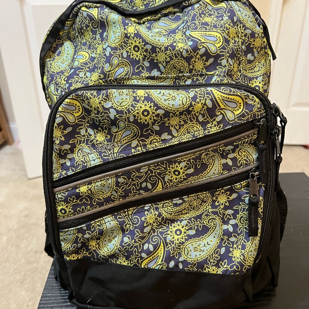 L.L. Bean Black and Yellow Paisley Shoulder Bag